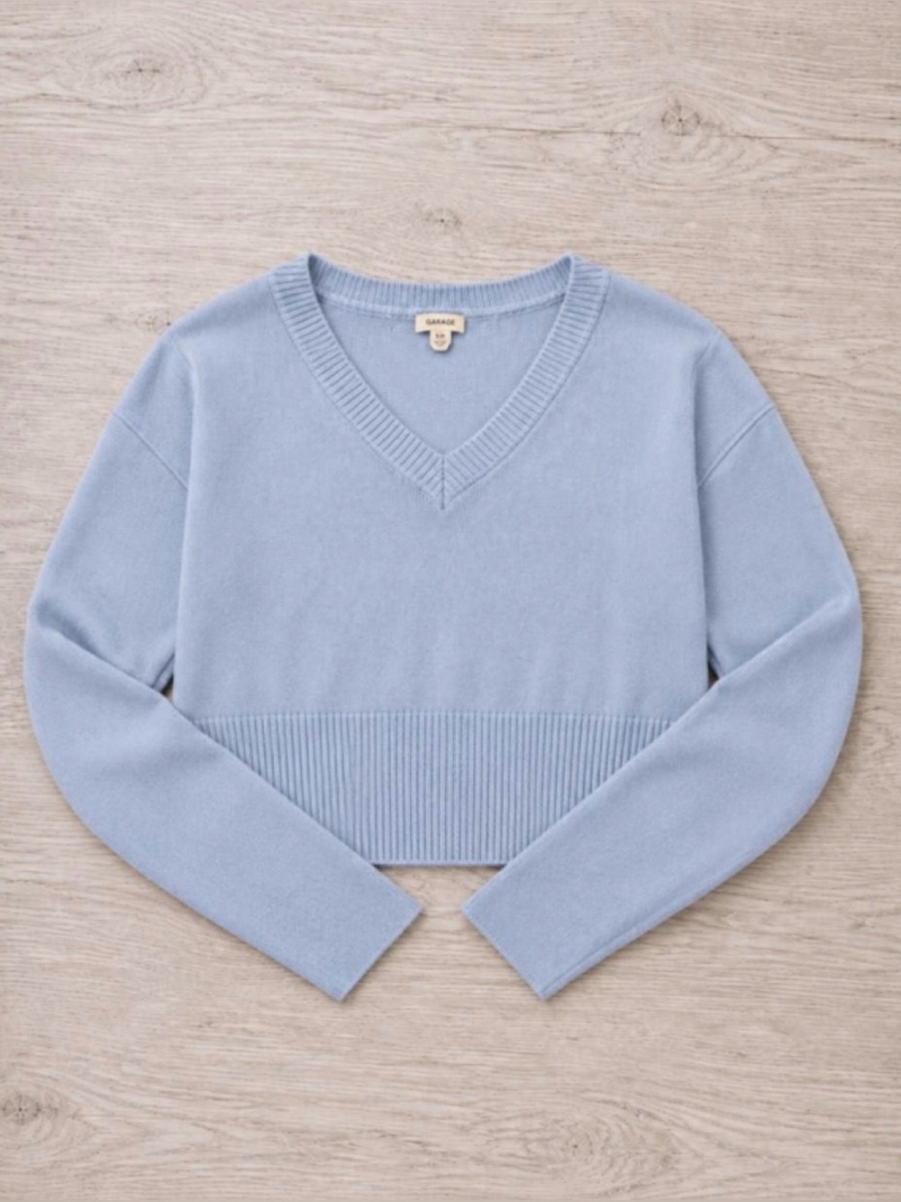 Garage Women's Pale Blue V-Neck Sweater